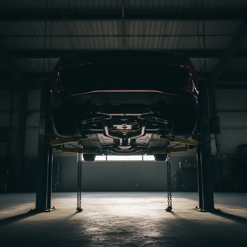 Sports car on lift